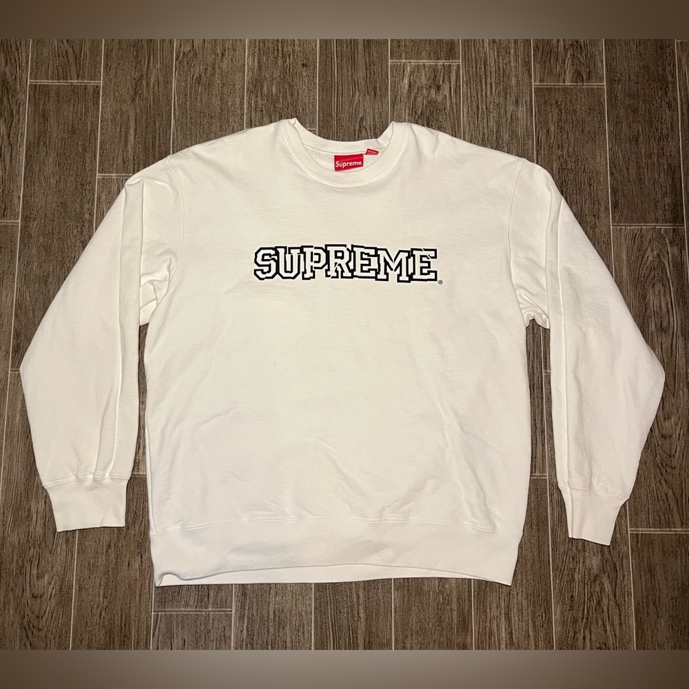 Supreme Broken Logo Crewneck Sweatshirt White Men’s XL Long Sleeve
